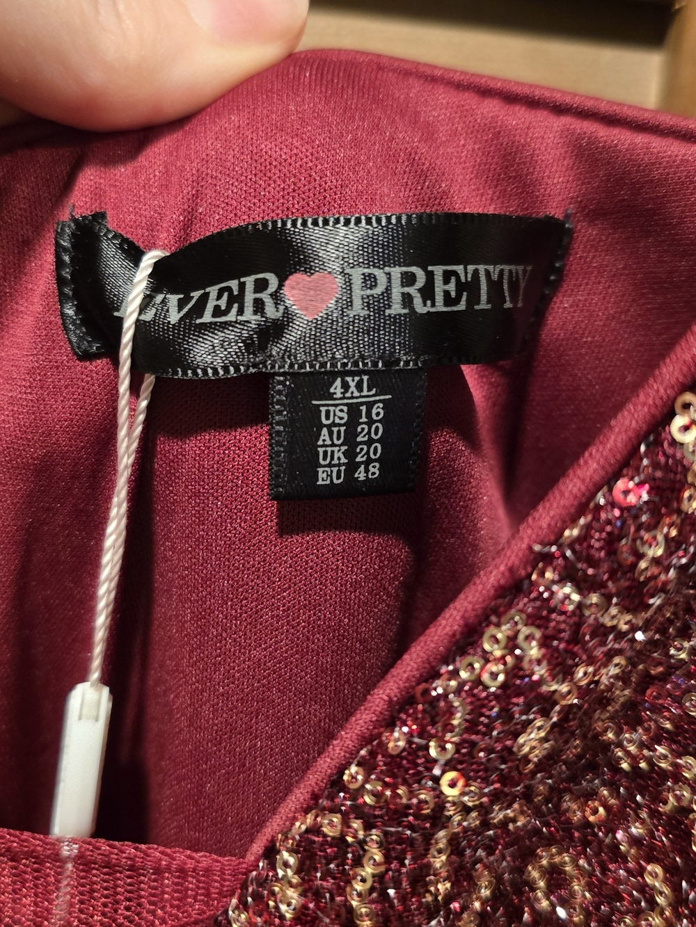 NWT - Plus Size Burgundy High-Low Sequin Evening Prom Dress - Picture 10 of 10